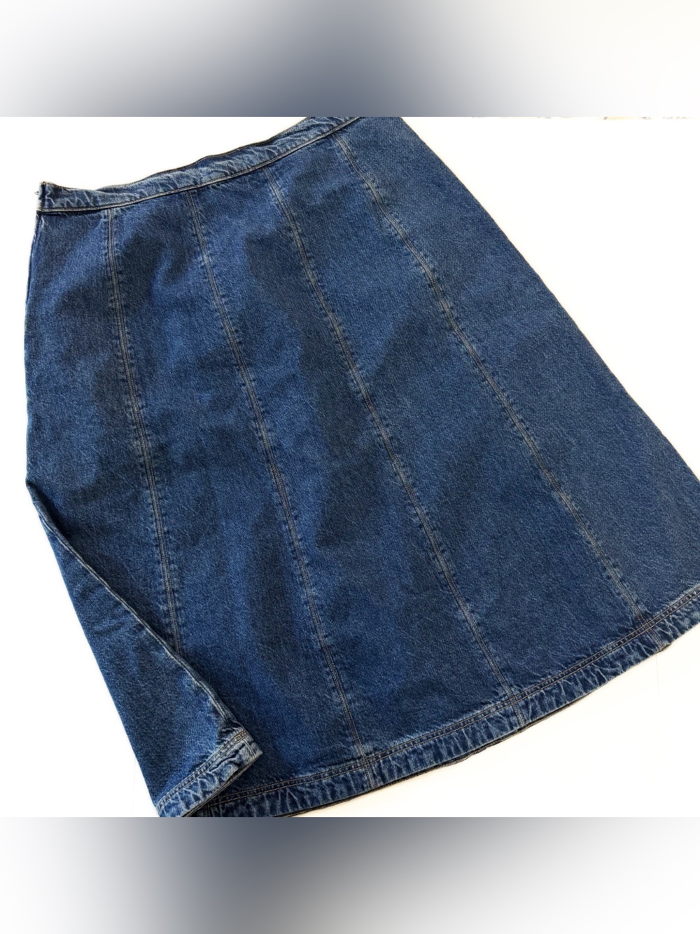 Boden Skirt Womens 14 Joy Panelled Denim Midi High Rise - Picture 7 of 8